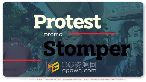 AE模板-记录抗议大政治集会重大事件介绍视频宣传动画