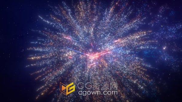 AE模板-炫丽烟花标志展示跨年晚会公司庆典活动绽放礼花LOGO片头