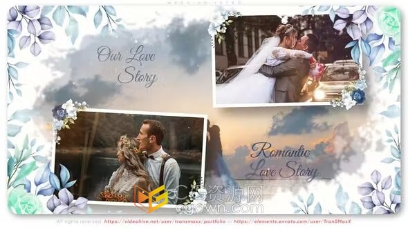 温柔华丽浪漫甜蜜回忆视频相册婚礼照片幻灯片-AE模板