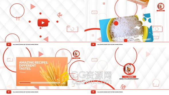 AE模板-视频vlog媒体平台网站制作美食介绍动画效果视频