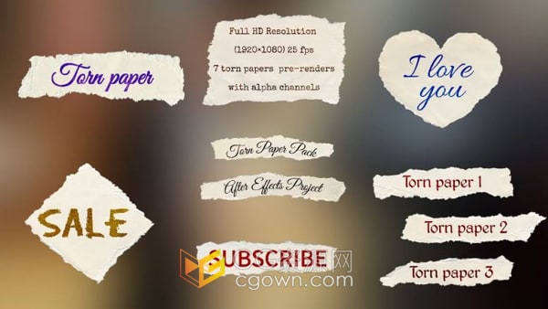 AE模板-撕下的不规则纸条卷纸动画艺术效果字幕条文字标题展示