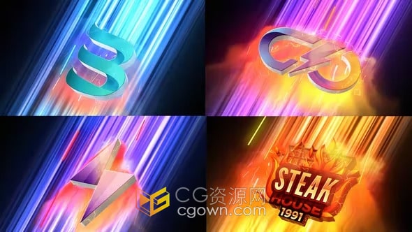 加速霓虹灯发光线条能量特效LOGO视频片头动画-AE模板