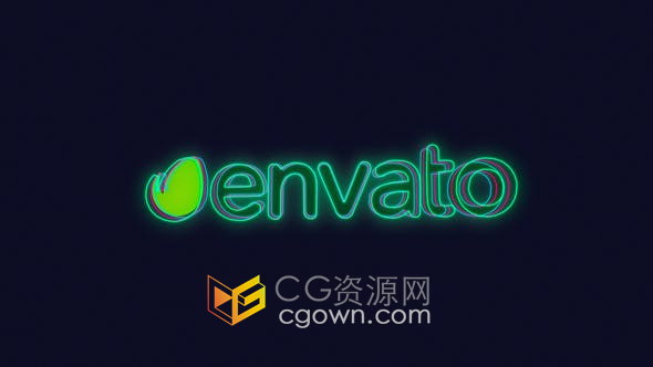 AE模板-霓虹灯描边笔画标志动画效果视频Logo Stroke