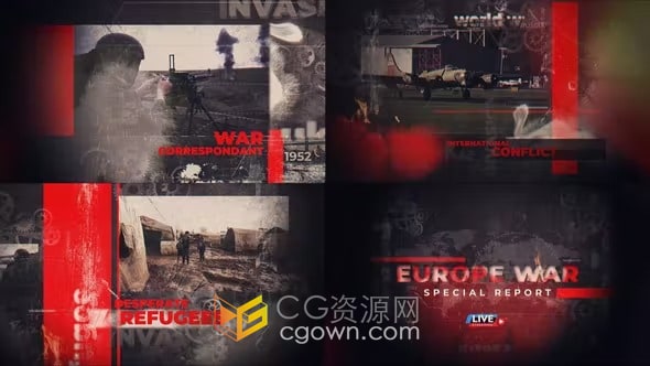 世界动荡战争系列新闻报道武装攻击冲突伤害-AE模板