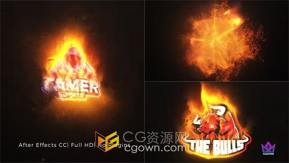 燃烧火焰火花粒子特效LOGO视频动画片头-AE模板