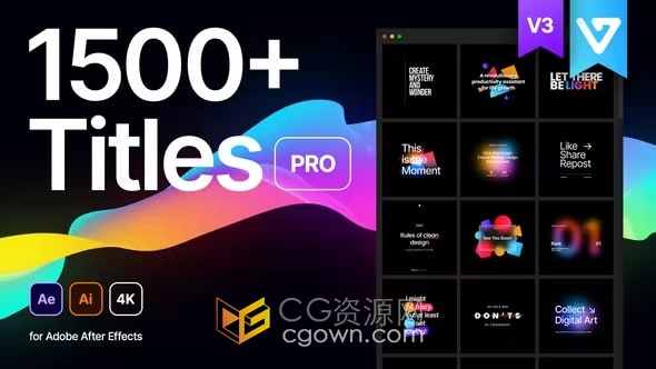 1500+ Titles Pro V3 AE扩展脚本文字标题动画字幕包模板