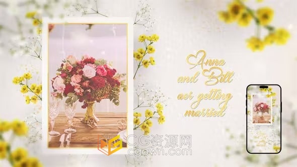 婚礼请柬鲜花装饰仪式活动介绍视频动画-AE模板