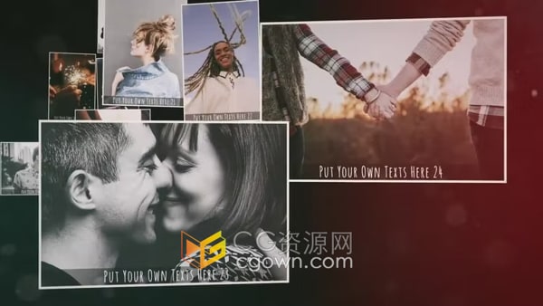 视频相册AE模板制作照片展示动画效果免费下载