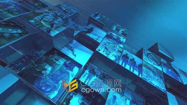 新闻资讯电视节目片头AE模板3D科技闪亮镜面场景动画视频