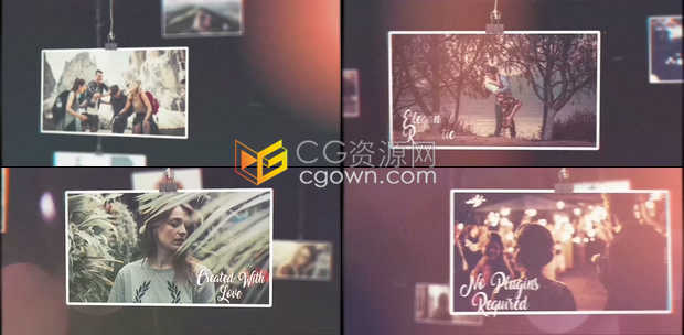 照片幻灯片制作绳子夹子图片展示摄影相册视频效果动画制作-AE模板下载