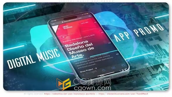 数字音乐APP应用程序宣传片广告视频-AE模板