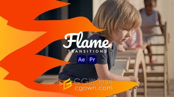 Flame Transitions AE与PR模板12组卡通火焰过渡视频转场效果