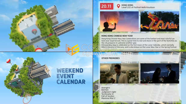 创意3D建筑场景动画电视包装旅游图文介绍宣传视频-AE模板免费下载