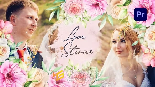 AE与PR模板-明亮优雅水彩花卉婚礼相册婚宴邀请函视频制作