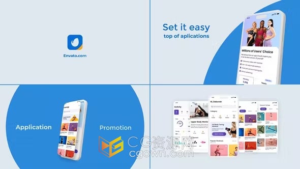 健身应用程序介绍APP宣传广告-AE视频模板