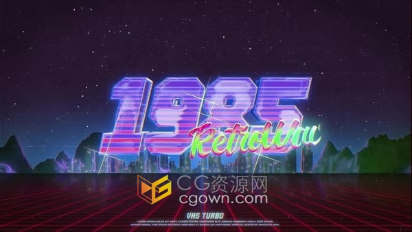 AE模板-复古城市背景全息图显示游戏电竞标志LOGO动画
