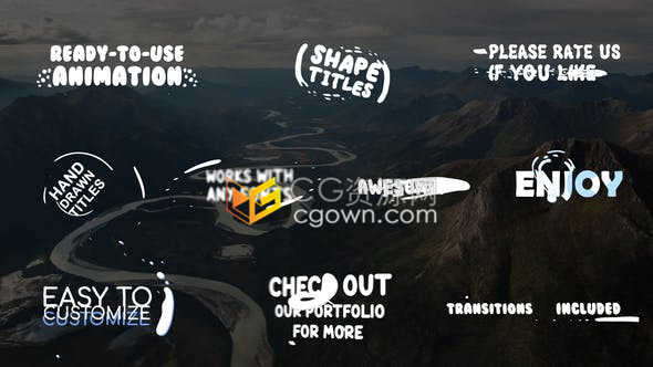 12组视频字幕动画手绘卡通MG图形动画教育文字标题效果工程-AE模板下载