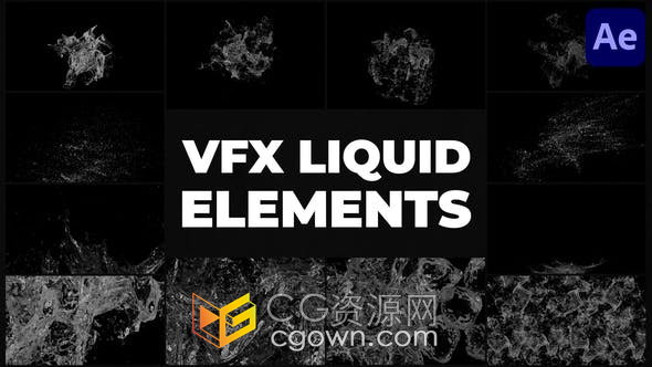 AE模板-水滴飞溅液体效果水体虚拟仿真Liquid VFX
