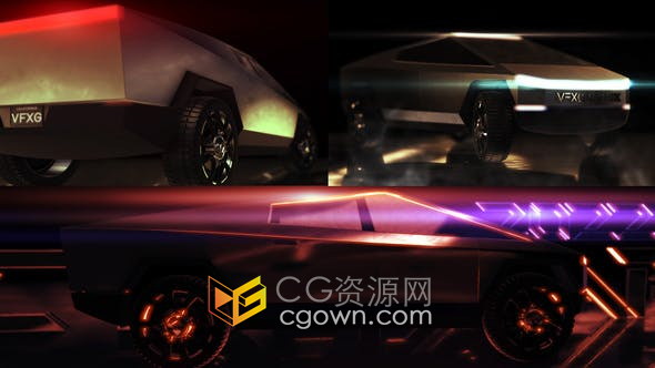 AE模板-4k分辨率3D特斯拉CyberCar倍耐力卡车介绍视频片头