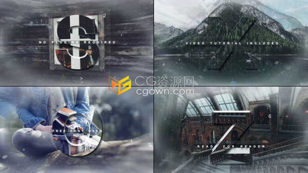 文字图形遮罩开场宣传视频优雅鼓舞人心现代旅行幻灯片动画制作-AE模板下载