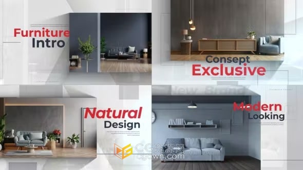 现代家居家具介绍商业广告产品视频AE模板制作