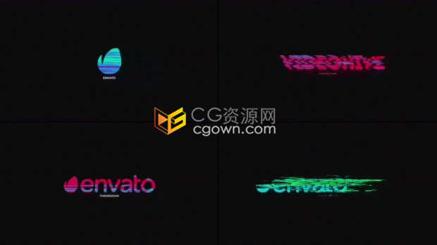 信号损坏扭曲特效信息数字数码科技LOGO分离像素化故障毛刺动画片头-AE模板下载