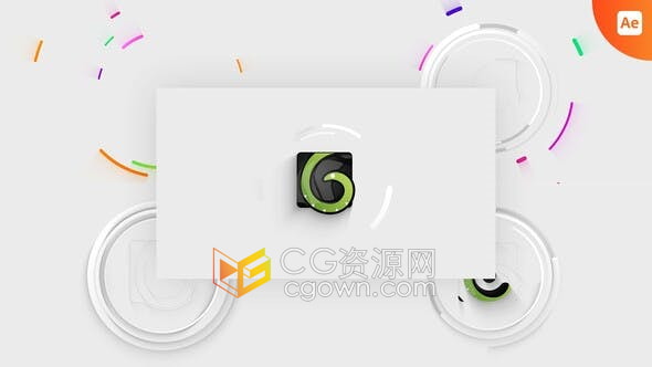 彩色线条圆圈旋转标志显示LOGO动画AE模板