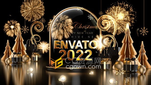 金光灿灿新年倒数片头10秒倒计时铁门打开动画祝福贺卡AE模板