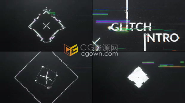 故障效果屏幕网格几何形状数字动画元素LOGO视频片头制作-AE模板下载