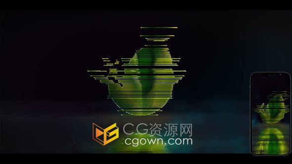 AE模板-3D故障像素拉伸线条组成图案标志动画视频Cinematic Glitch Logo