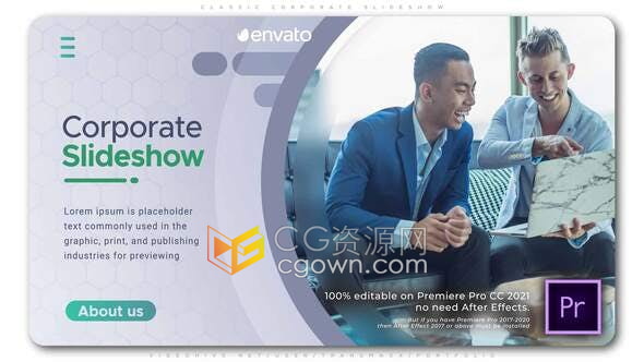AE/PR模板-经典浅色调简约风格企业幻灯片商业公司宣传片