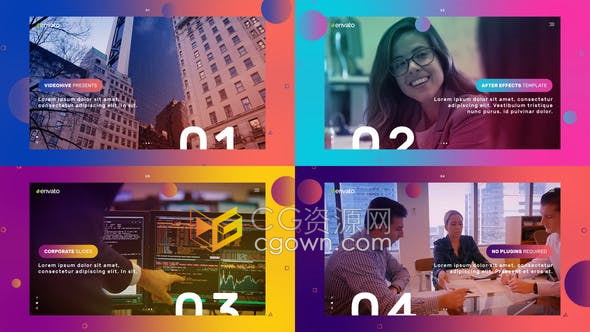 AE模板-彩色渐变风格时尚公司商务演示时间线展示企业发展历程