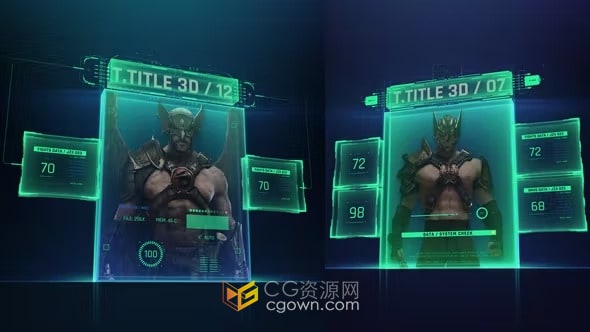 HUD 3D Profiles 2 科技感信息图表显示-AE模板