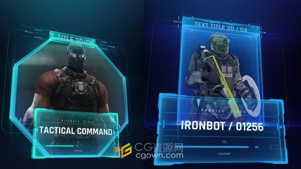 HUD 3D Profiles 4科技信息图表界面-AE模板