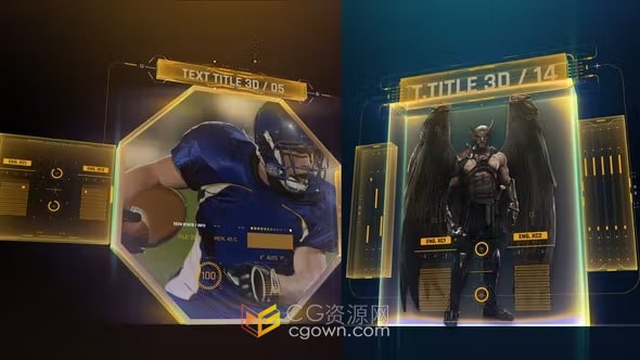 HUD 3D Profiles 3 游戏界面科技信息图表元素-AE模板