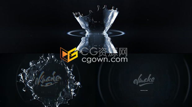 AE模板下载LOGO掉到水中飞溅花冠效果标志演绎视频片头制作