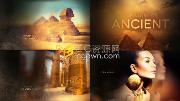 古代文明埃及图坦卡蒙金色粒子特效动态场景介绍文字标题宣传片视频-AE模板下载