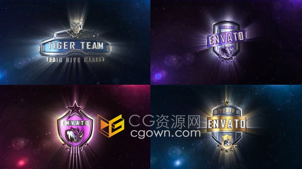 AE模板-E3D插件制作三维金属皇家徽章LOGO动画片头视频