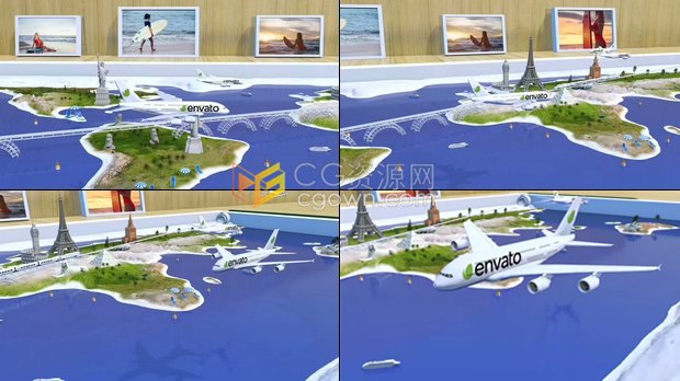 航空公司宣传片头飞机飞行介绍旅游地图视频图片展示动画-AE模板下载