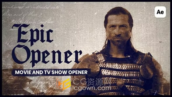 4K史诗动作片视频短片包装复古风格战斗电影标题预告片AE模板