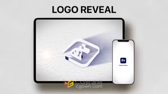 干净明亮LOGO片头AE模板公司品牌光泽感标志动画