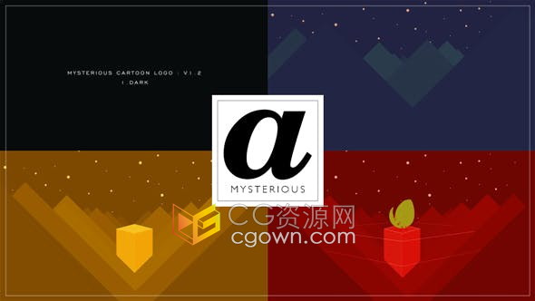 AE模板-卡通几何图形小山多边形LOGO视频动画效果