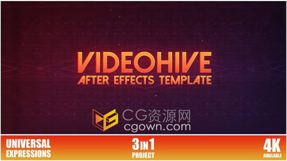 AE模板-多彩渐变色赛博朋克80年代风格视频片头动画制作