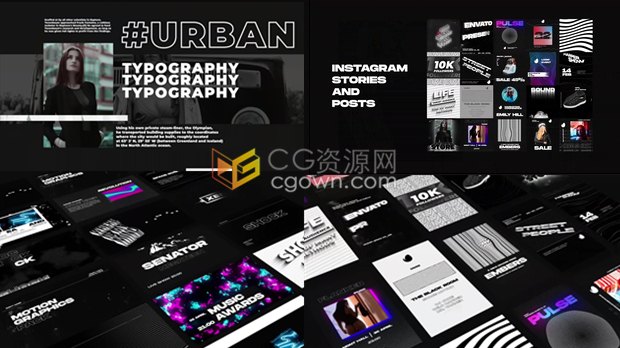 Motion Graphics图形动画广告视频社交媒体文字标题介绍背景-AE模板下载