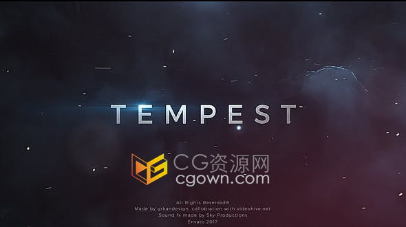AE模板-暴风雨黑色云层金属粒子标题预告片视频开场
