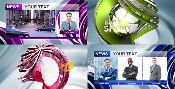 AE模板-新闻广播设计包装3D图形动画体育政治天气News Package