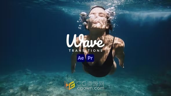 Wave Transitions AE/PR模板12组卡通波浪图形动画过渡视频转场