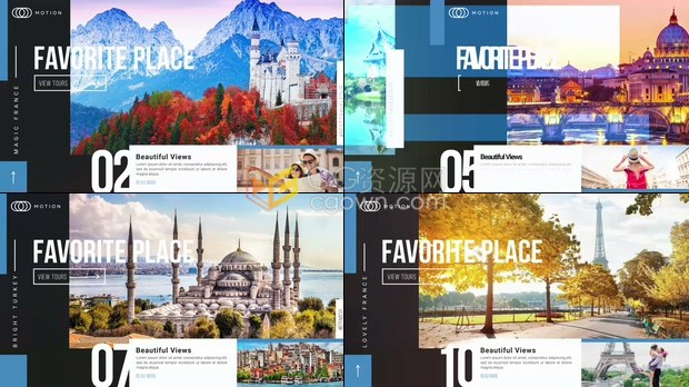 事件时间线编年史顺序记载旅行介绍宣传视频动画效果开场-AE模板免费下载