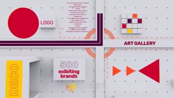 抽象画廊展览开幕式数字艺术介绍视频片头-AE模板