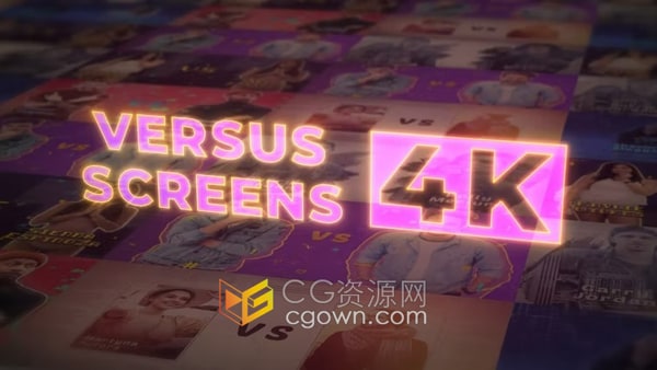 适合各种主题风格的双人PK对战屏幕展示特效包装视频-AE模板